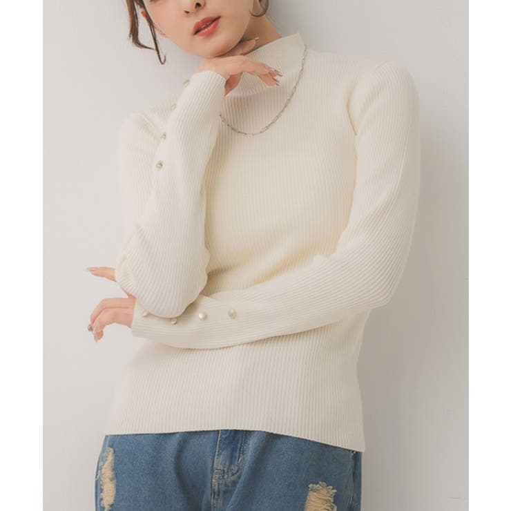 WHT4 | 【WEB限定カラー追加】スパンコールリブハイネックNT | RETRO GIRL