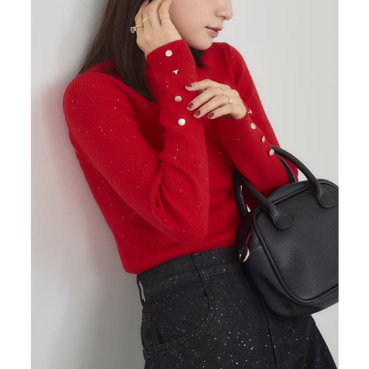 RED0 | 【WEB限定カラー追加】スパンコールリブハイネックNT | RETRO GIRL