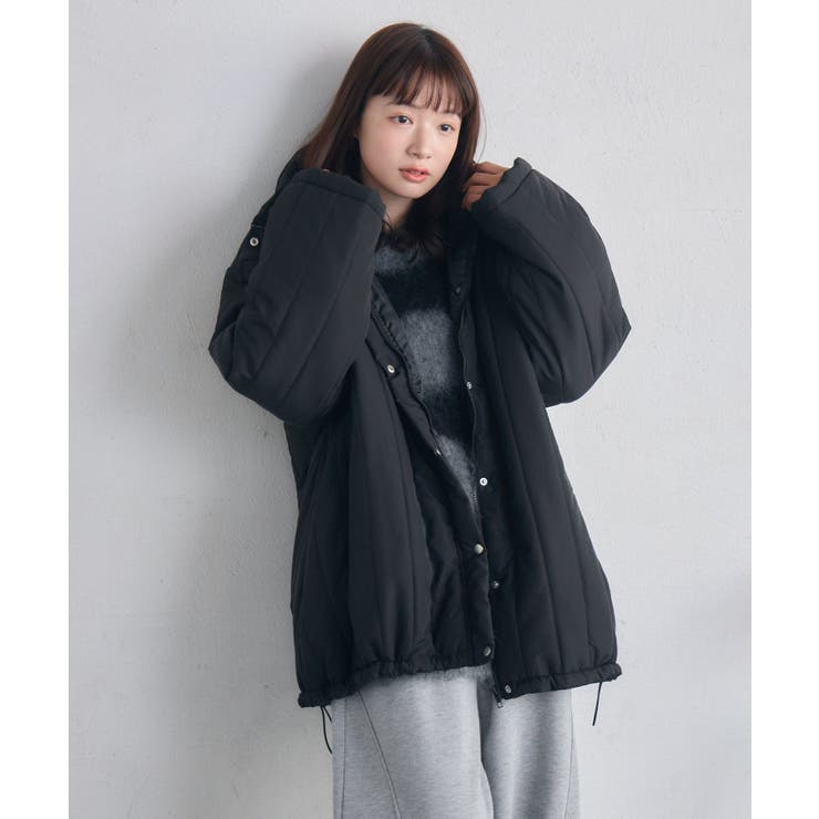 【 peak】レディース 黒　キルティングジャケットVネック　中綿　撥水 送料無料/再入荷】 ピーチタッチキルティングコート 6色 M-LL 洗える