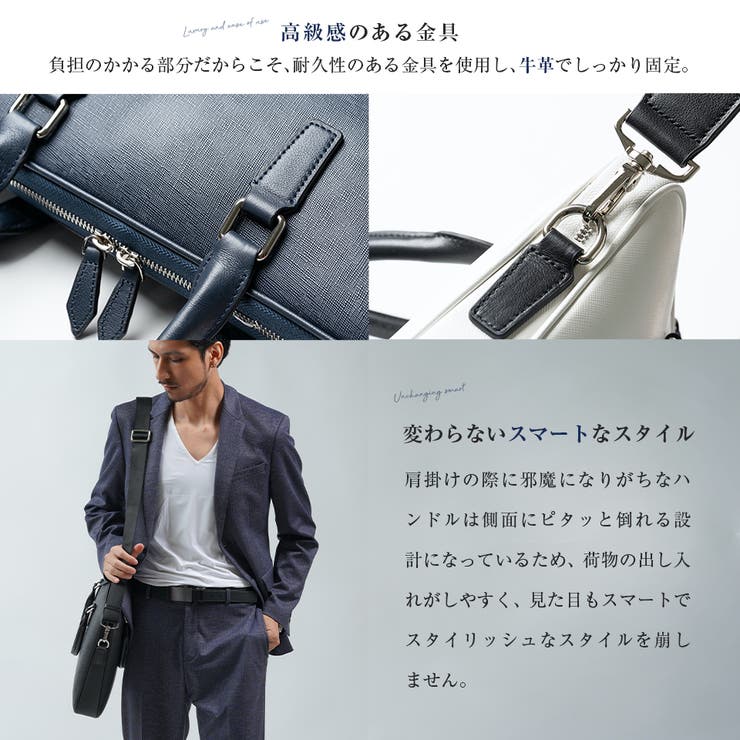 薄型 ダブルジッパー サフィアーノレザー ビジネス ブリーフケース