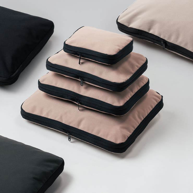 サスティナブル R-PET 撥水抗菌 ファスナー式 トラベル 圧縮ポーチ