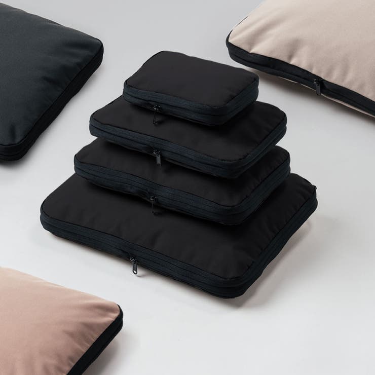 同人誌 村田蓮爾PSE Fault Lines ブラックポーチ ジッパー式 サスティナブル R-PET 撥水抗菌 ファスナー式 トラベル 圧縮ポーチ