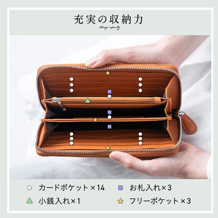 エコレザー ソフトシュリンク YKKラウンドファスナー 長財布[品番