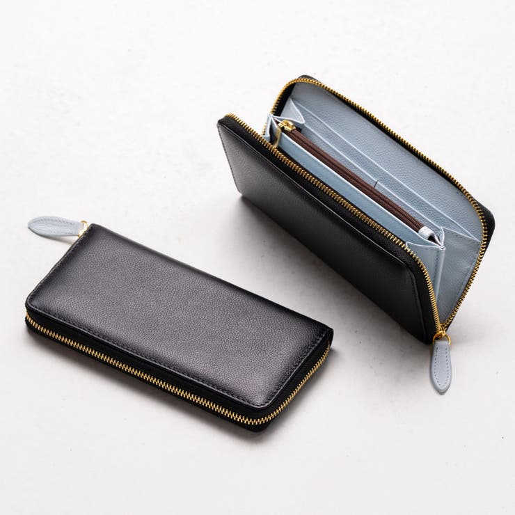 ソフトシュリンクレザー バイカラー ラウンドファスナー 長財布[品番