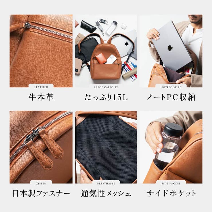 シュリンクレザー ダブルジッパー バックパック リュック[品番