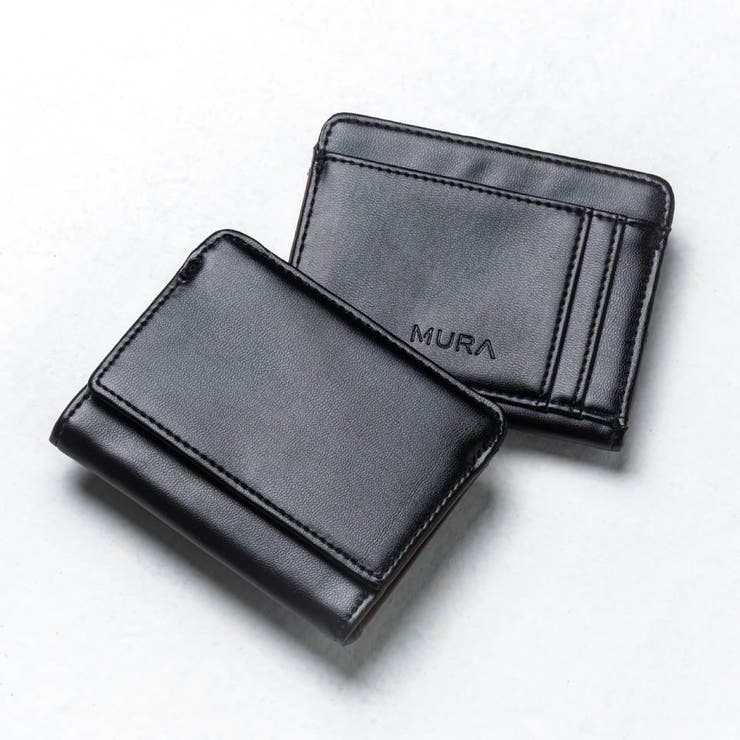 ブラック | ヴィーガンレザー 薄型コンパクト フラグメントケース プレゼント | MURA