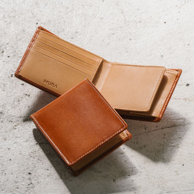 [ムラ] 財布 イタリアンレザー メンズ 二つ折り財布 スキミング防止