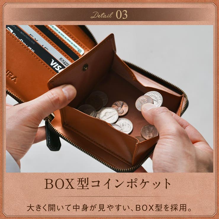 二つ折り財布 ラウンドファスナー プレゼント[品番：MURB0000029