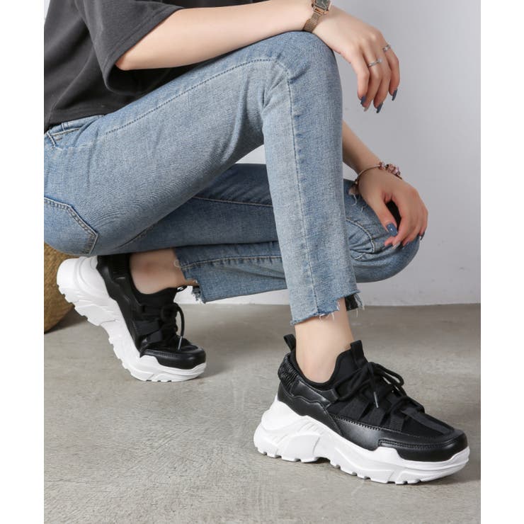 軽量 厚底 素材ミックス ダッドスニーカー 約6 0 ソール 1477 品番 Mtts Shoes In Closet シューズインクローゼット のレディースファッション通販 Shoplist ショップリスト