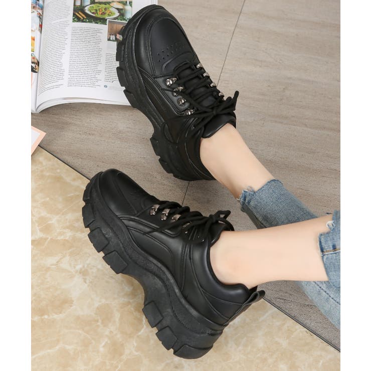 ブラック/ブラック | 厚底 ボリュームソール ダッドスニーカー 1497 | Shoes in Closet