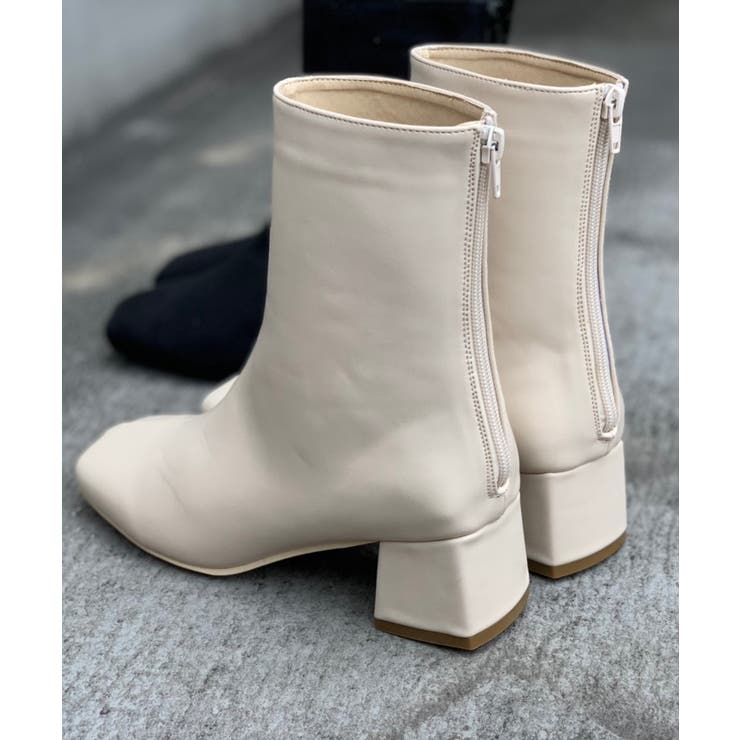 ameri ホワイト スクエアトゥ ロングブーツ 中ヒール boots-7364_top.jpg