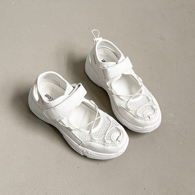 超軽量 厚底 メッシュ ベルクロ スニーカー サンダル 2466 | Shoes in Closet | 詳細画像13 