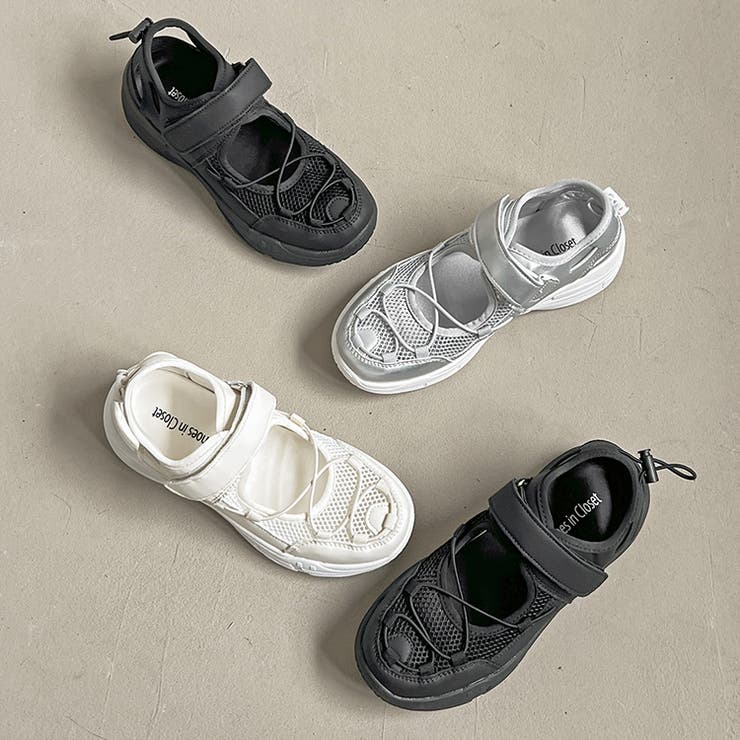 超軽量 厚底 メッシュ ベルクロ スニーカー サンダル 2466 | Shoes in Closet | 詳細画像23 