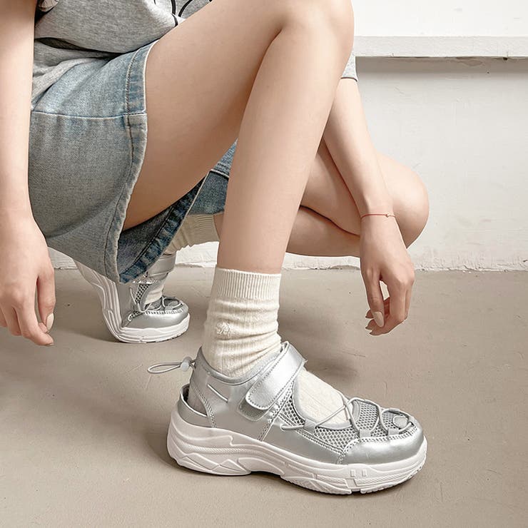 超軽量 厚底 メッシュ ベルクロ スニーカー サンダル 2466 | Shoes in Closet | 詳細画像16 