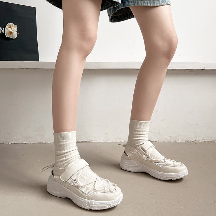 超軽量 厚底 メッシュ ベルクロ スニーカー サンダル 2466 | Shoes in Closet | 詳細画像10 