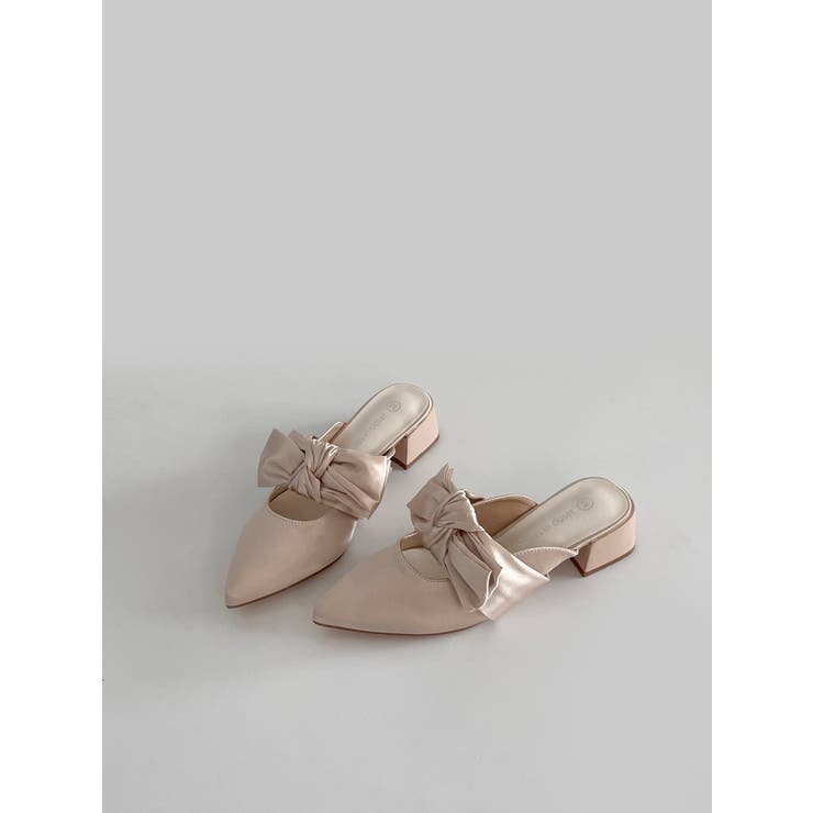 軽量 ポインテッド ワイドヒール サテン リボン ミュール 2489 | Shoes in Closet | 詳細画像16 