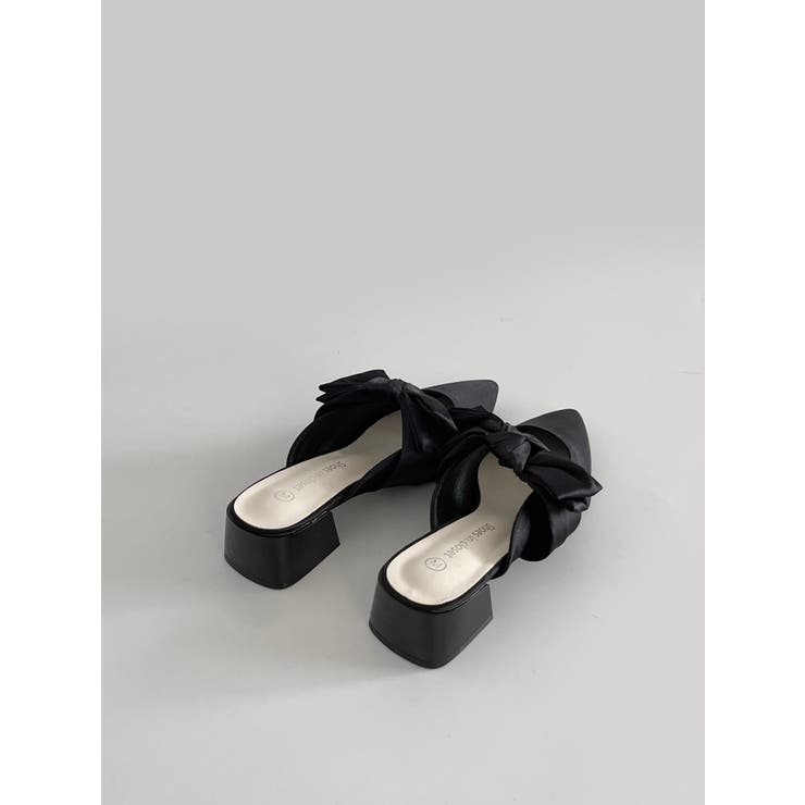 軽量 ポインテッド ワイドヒール サテン リボン ミュール 2489 | Shoes in Closet | 詳細画像6 