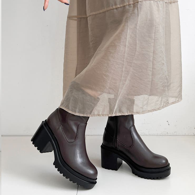 軽量厚底 ヒールアップ  フィット ストレッチ ショートブーツ 2643 | Shoes in Closet | 詳細画像8 