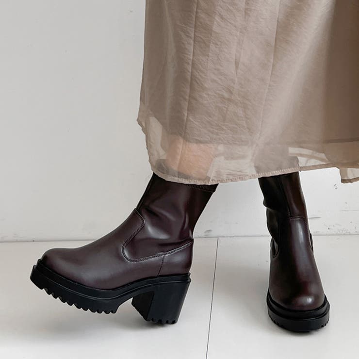 軽量厚底 ヒールアップ  フィット ストレッチ ショートブーツ 2643 | Shoes in Closet | 詳細画像9 