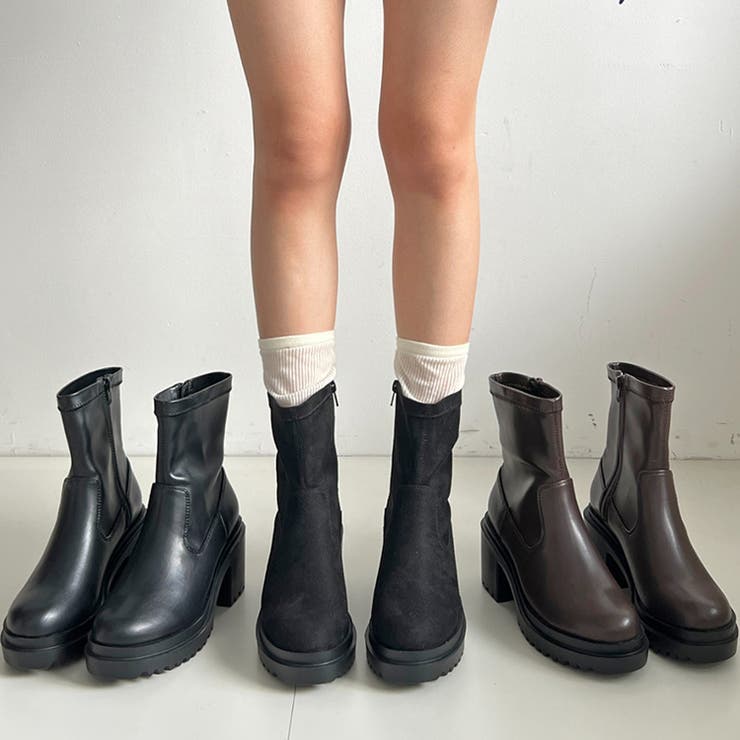 軽量厚底 ヒールアップ  フィット ストレッチ ショートブーツ 2643 | Shoes in Closet | 詳細画像2 