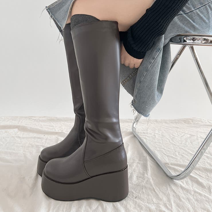 ダークブラウン | 《#防菌》 厚底 プラットフォーム 消臭 ロングブーツ 2644 | Shoes in Closet