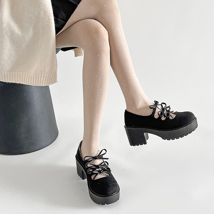 軽量厚底  3連 リボン ヒールアップ ローファー 2647 | Shoes in Closet | 詳細画像9 