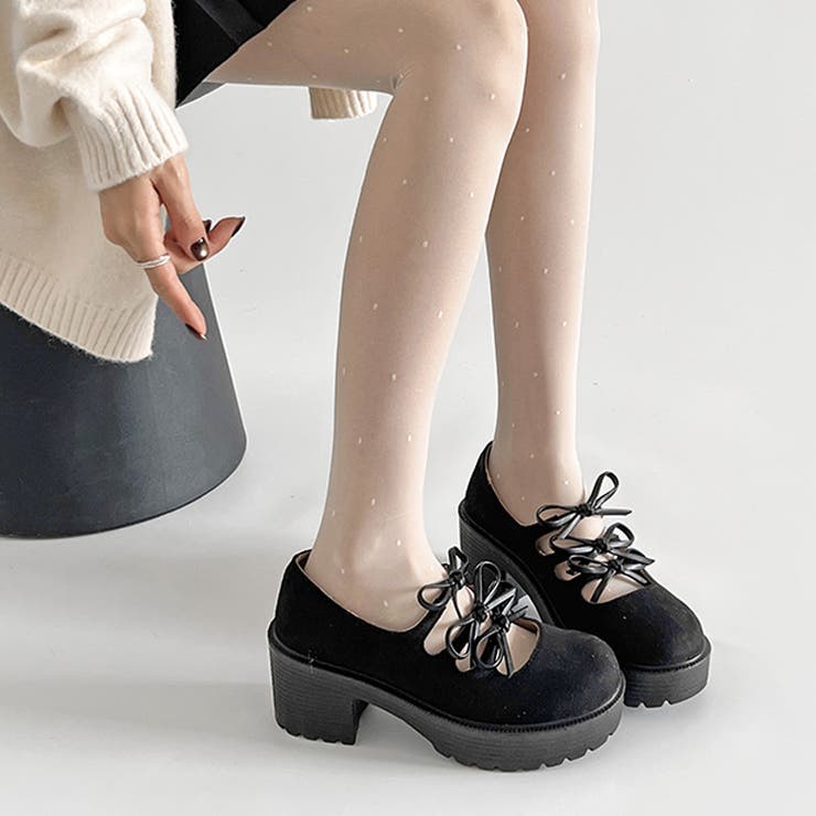 軽量厚底  3連 リボン ヒールアップ ローファー 2647 | Shoes in Closet | 詳細画像8 