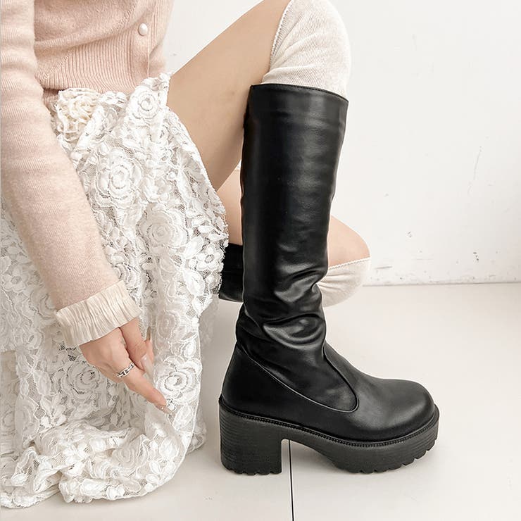 軽量厚底 ヒールアップ プレーン ロングブーツ 2708 | Shoes in Closet | 詳細画像2 