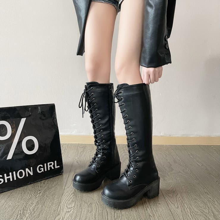厚底 ヒール レースアップ ロングブーツ 2709[品番：MTTS0000733