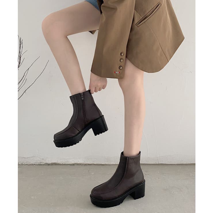 厚底 モカステッチ ショートブーツ 2736[品番：MTTS0000734]｜Shoes in