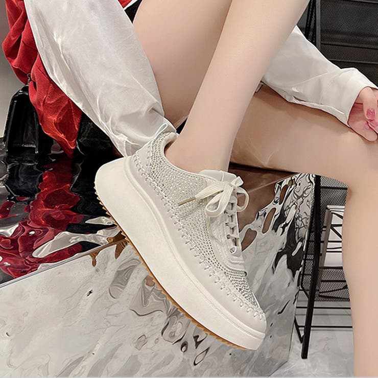 アイボリー | 厚底 ボリューム プラットフォーム  レースアップ スニーカー2765 | Shoes in Closet