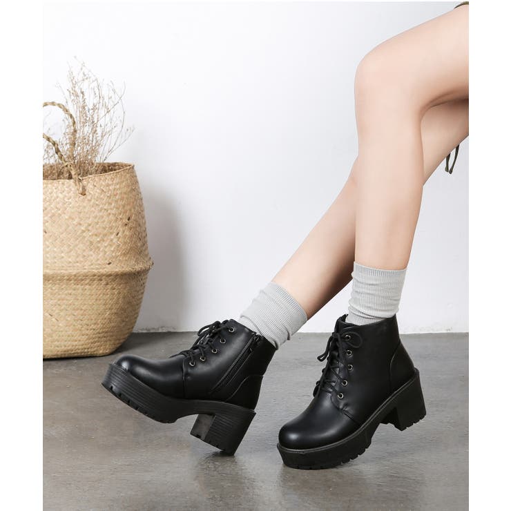 軽量 厚底 レースアップ ヒール ショートブーツ 2805 品番 Mtts Shoes In Closet シューズインクローゼット のレディースファッション通販 Shoplist ショップリスト
