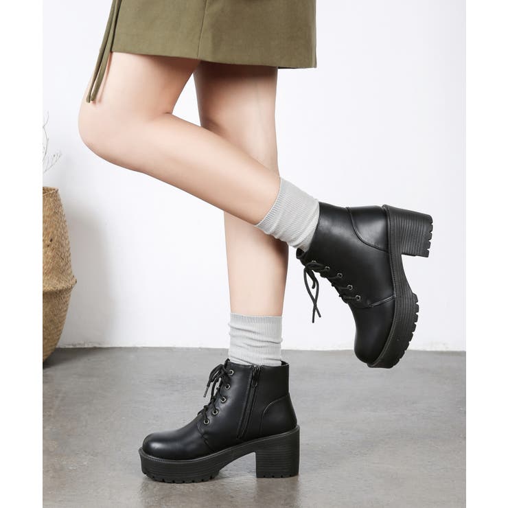 軽量 厚底 レースアップ ヒール ショートブーツ 2805 品番 Mtts Shoes In Closet シューズインクローゼット のレディースファッション通販 Shoplist ショップリスト