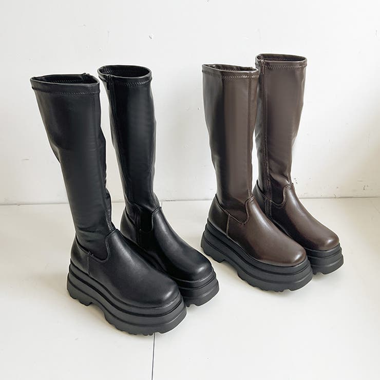 厚底トリプルソール プレーン ストレッチ ロング ブーツ 2895 | Shoes in Closet | 詳細画像19 