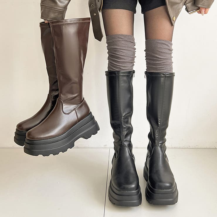 厚底トリプルソール プレーン ストレッチ ロング ブーツ 2895 | Shoes in Closet | 詳細画像1 