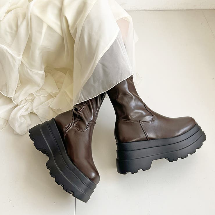 厚底トリプルソール プレーン ストレッチ ロング ブーツ 2895 | Shoes in Closet | 詳細画像16 