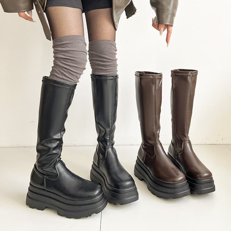 厚底トリプルソール プレーン ストレッチ ロング ブーツ 2895 | Shoes in Closet | 詳細画像2 