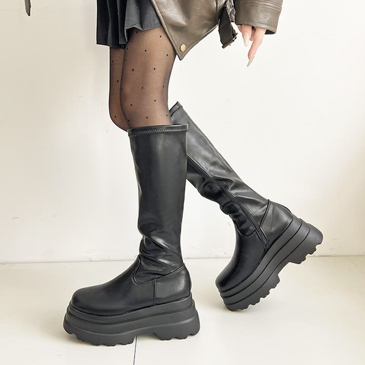 厚底トリプルソール プレーン ストレッチ ロング ブーツ 2895 | Shoes in Closet | 詳細画像4 