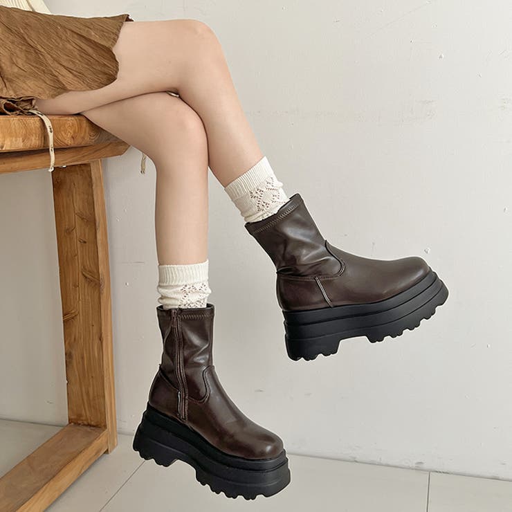 厚底トリプルソール ストレッチ フィット ショートブーツ 2896 | Shoes in Closet | 詳細画像12 