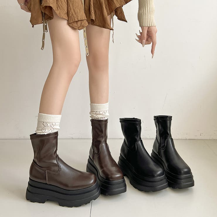 厚底トリプルソール ストレッチ フィット ショートブーツ 2896 | Shoes in Closet | 詳細画像2 