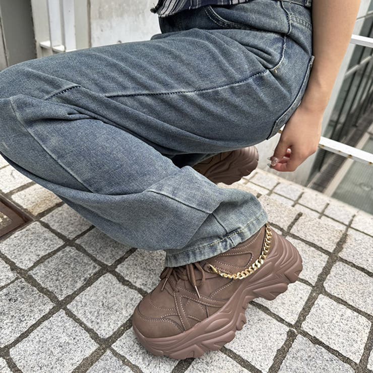 ダークブラウン | 軽量厚底 チェーン スニーカー 2899 | Shoes in Closet
