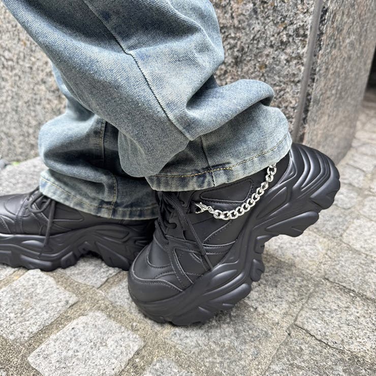 ブラック | 軽量厚底 チェーン スニーカー 2899 | Shoes in Closet