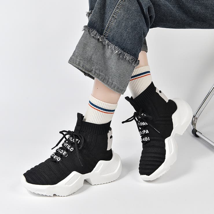 軽量 厚底 スリッポン ニット/ソックス スニーカー 363[品番