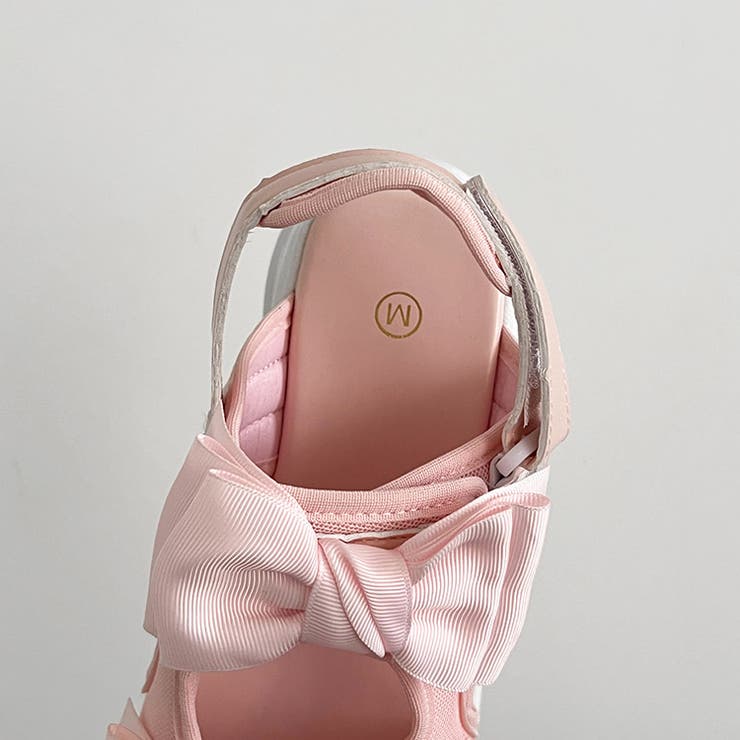 軽量厚底 ボリュームソール ダブルリボン スポーツサンダル 5424[品番