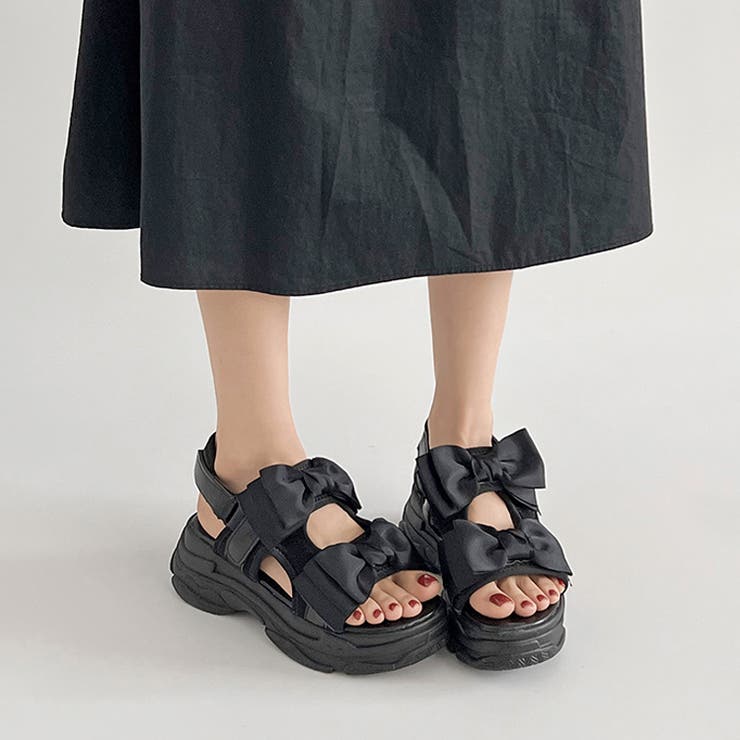 軽量厚底 ボリュームソール ダブルリボン スポーツサンダル 5424 | Shoes in Closet | 詳細画像3 