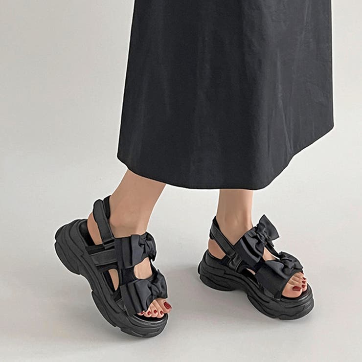 軽量厚底 ボリュームソール ダブルリボン スポーツサンダル 5424 | Shoes in Closet | 詳細画像4 