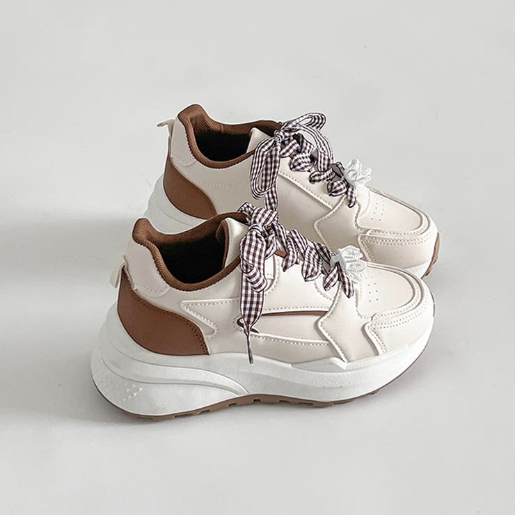 軽量厚底  パールチャーム付 チェック リボン スニーカー 5432 | Shoes in Closet | 詳細画像11 