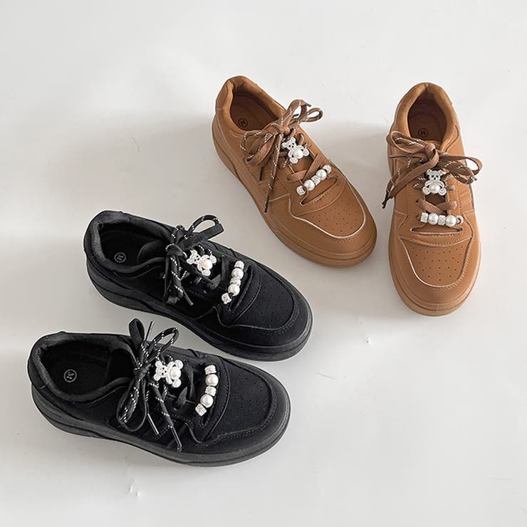 厚底 チャーム付 ダブルシューレース コート スニーカー 5434 | Shoes in Closet | 詳細画像17 