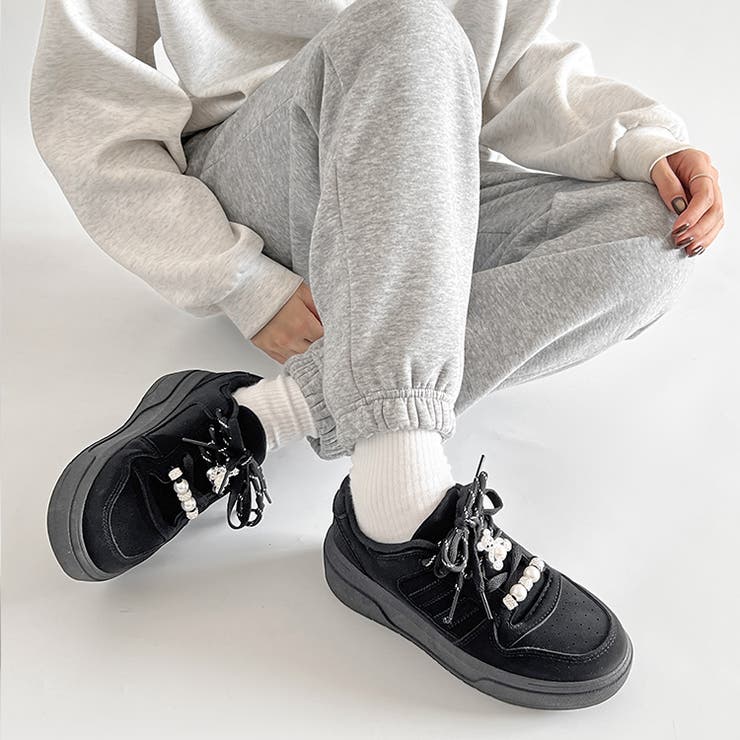 厚底 チャーム付 ダブルシューレース コート スニーカー 5434 | Shoes in Closet | 詳細画像11 