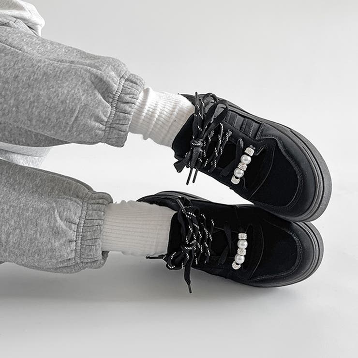 厚底 チャーム付 ダブルシューレース コート スニーカー 5434 | Shoes in Closet | 詳細画像14 